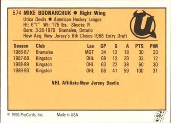 1990-91 ProCards AHL/IHL #574 Mike Bodnarchuk Back