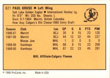 1990-91 ProCards AHL/IHL #621 Paul Kruse Back