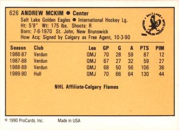 1990-91 ProCards AHL/IHL #626 Andrew McKim Back