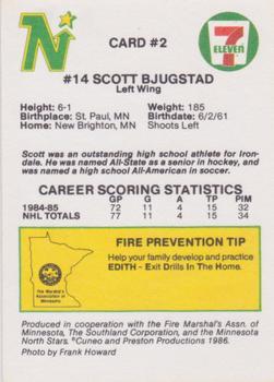1985-86 7-Eleven Minnesota North Stars #2 Scott Bjugstad Back