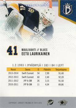 2014-15 Cardset Finland #169 Eetu Laurikainen Back