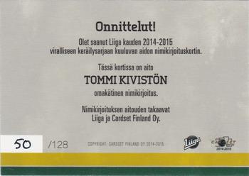 2014-15 Cardset Finland - Signature #NNO Tommi Kivistö Back