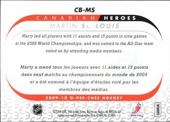 2009-10 O-Pee-Chee - Canadian Heroes #CB-MS Martin St. Louis Back