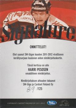 2011-12 Cardset Finland - Signature #NNO Harri Pesonen Back
