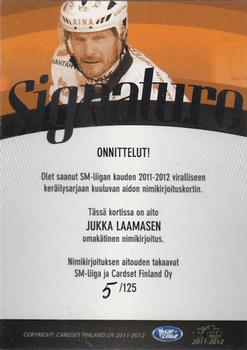 2011-12 Cardset Finland - Signature #NNO Jukka-Pekka Laamanen Back