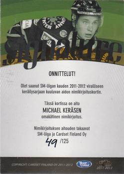 2011-12 Cardset Finland - Signature #NNO Michael Keränen Back
