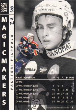 2005-06 Cardset Finland - Magicmakers Holo-Silver #11 Valtteri Filppula Back