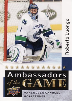 2009-10 Upper Deck - Ambassadors of the Game #AG60 Roberto Luongo Front
