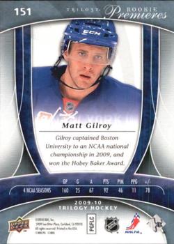 2009-10 Upper Deck Trilogy #151 Matt Gilroy Back
