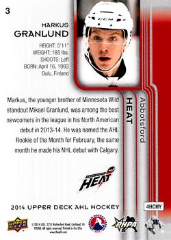 2014 Upper Deck AHL #3 Markus Granlund Back