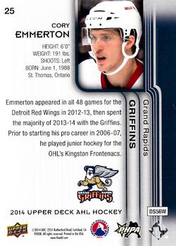2014 Upper Deck AHL #25 Cory Emmerton Back
