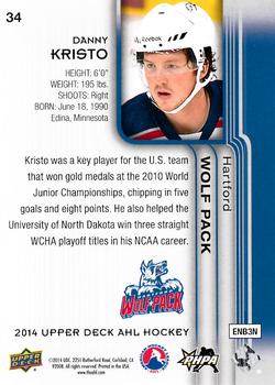 2014 Upper Deck AHL #34 Danny Kristo Back