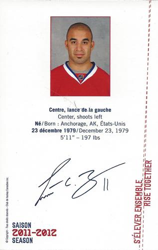 2011-12 Montreal Canadiens #NNO Scott Gomez Back