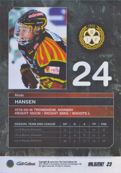2010-11 SHL Elitset #23 Mads Hansen Back