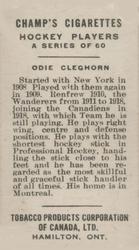 1924-25 Champ's Cigarettes (C144) #NNO Odie Cleghorn Back