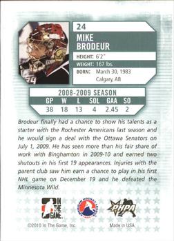 2009-10 In The Game Between The Pipes #24 Mike Brodeur Back