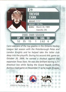 2009-10 In The Game Between The Pipes #29 Trevor Cann Back