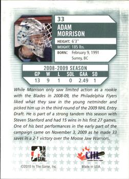 2009-10 In The Game Between The Pipes #33 Adam Morrison Back