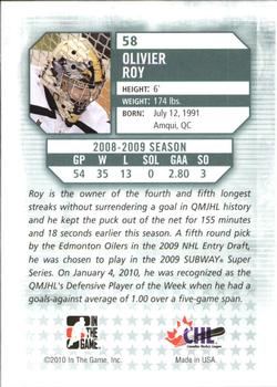 2009-10 In The Game Between The Pipes #58 Olivier Roy Back