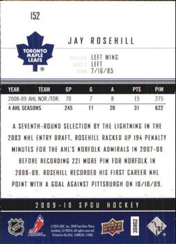 2009-10 SP Game Used #152 Jay Rosehill Back
