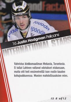 2011-12 Cardset Finland - International Stars 2 #IS8 Justin Hodgman Back