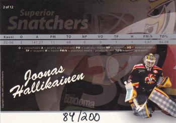 2006-07 Cardset Finland - Superior Snatchers Silver #2 Joonas Hallikainen Back