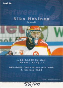 2006-07 Cardset Finland - Between the Pipes Silver #9 Niko Hovinen Back