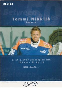 2006-07 Cardset Finland - Between the Pipes Gold #21 Tommi Nikkilä Back