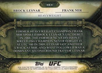 2014 Topps UFC Bloodlines - Historic Battles #HB-8 Frank Mir / Brock Lesnar Back