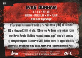 2010 Topps UFC - Gold #81 Evan Dunham Back