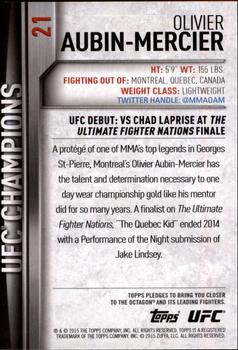 2015 Topps UFC Champions #21 Olivier Aubin-Mercier Back