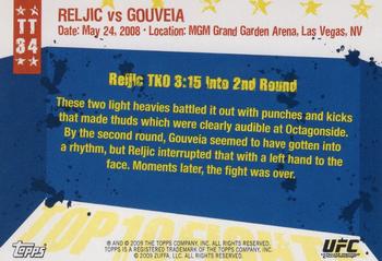 2009 Topps UFC Round 1 - Top 10 Fights of 2008 #34 Goran Reljic / Wilson Gouveia Back
