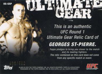 2009 Topps UFC Round 1 - Ultimate Gear #UG-GSP Georges St-Pierre Back