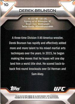 2016 Topps UFC Knockout #10 Derek Brunson Back