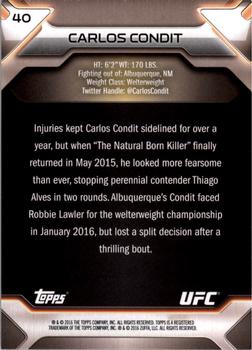 2016 Topps UFC Knockout #40 Carlos Condit Back