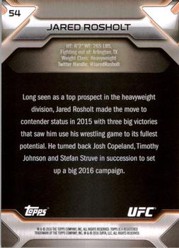 2016 Topps UFC Knockout #54 Jared Rosholt Back