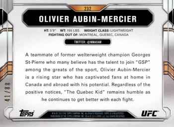 2015 Topps UFC Chronicles - Gold #232 Olivier Aubin-Mercier Back