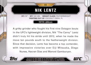 2015 Topps UFC Chronicles - Silver #89 Nik Lentz Back