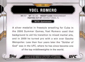 2015 Topps UFC Chronicles - Silver #193 Yoel Romero Back