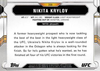 2015 Topps UFC Chronicles - Silver #208 Nikita Krylov Back