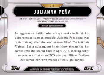 2015 Topps UFC Chronicles - Silver #219 Julianna Peña Back