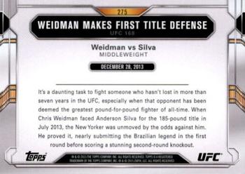 2015 Topps UFC Chronicles - Silver #275 Weidman vs Silva Back