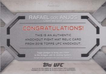 2016 Topps UFC Knockout - Fight Mat Relics #FMR-RD Rafael dos Anjos Back