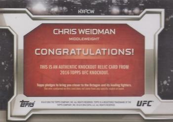 2016 Topps UFC Knockout - Relics #KR-CW Chris Weidman Back
