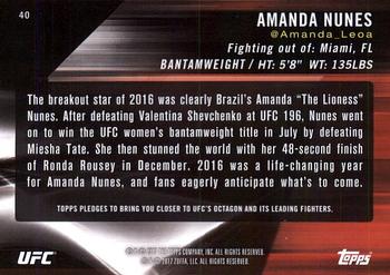 2017 Topps UFC Knockout #40 Amanda Nunes Back