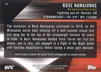 2017 Topps UFC Knockout #49 Rose Namajunas Back