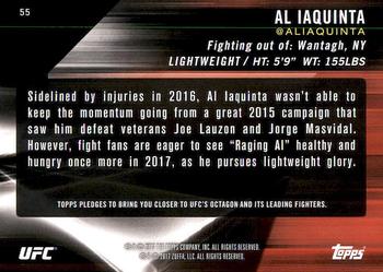 2017 Topps UFC Knockout #55 Al Iaquinta Back