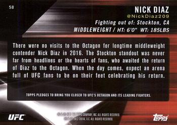2017 Topps UFC Knockout #58 Nick Diaz Back
