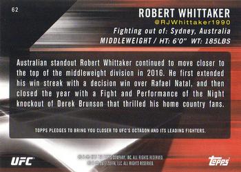 2017 Topps UFC Knockout #62 Robert Whittaker Back