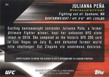 2017 Topps UFC Knockout #64 Julianna Peña Back